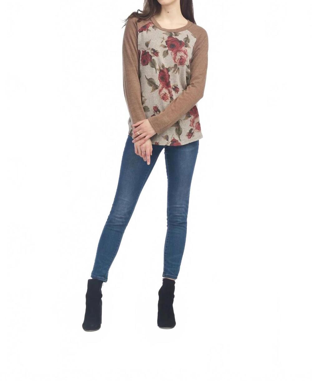 NEW PAPILLON floral print top in taupe